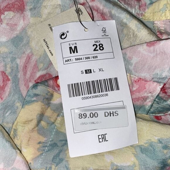 Lefties Women's Pink Floral Button-Down Shirt Viscose Blend Sz M NWT MSRP $89‎ - Picture 5 of 7